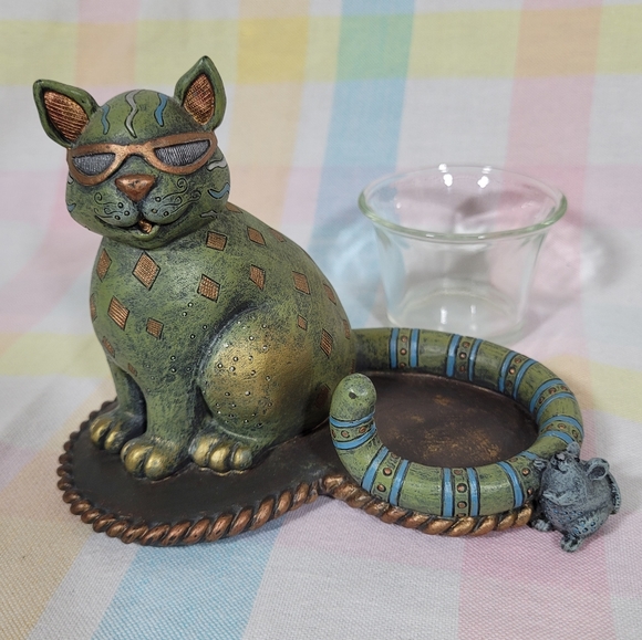 Jazzy Cat by Nancy Bolen Cherison candle holder resin figurine funky decor - Picture 4 of 8